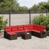 Gossi set canapele de gradina cu perne, 9 piese, maro, poliratan