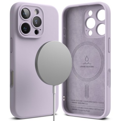 Husa pentru iPhone 16 Pro - Ringke Silicone Magnetic MagSafe - Lavender foto