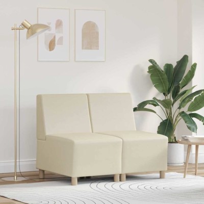 vidaXL Unitate Sofa Modulară Fără Brațe 2 pcs Crem 55 x 74 x 82 cm foto