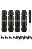 Cutie de joncțiune etanșă Newoutset IP68, 4 bucăți conector de cablu electric cu 3 pini pentru cablu exterior &Oslash; 4 mm-8 mm, conector pentru cutie de di