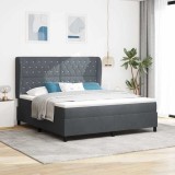 vidaXL Pat cu arcuri cu saltea Gri &icirc;nchis 180 x 200 cm Catifea 3340887