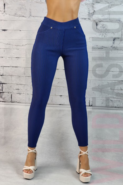 L882-44 Pantaloni casual cu talie inalta tip colanti din material reiat elastic