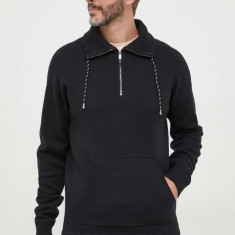 BOSS pulover din amestec de lana barbati, culoarea negru, light, cu turtleneck
