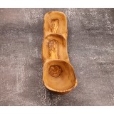 Tavă Din Lemn De Măslin Cu 3 compartimente 40 x 9 cm