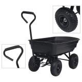 vidaXL Cărucior manual de grădină basculabil, negru, 300 kg, 75 L