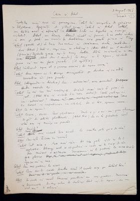 Manuscris Horia Lovinescu, &amp;quot;Cain si Abel&amp;quot; - 1968 foto