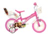 Bicicleta Copii 12 Inch Barbie Roz Dino Bikes, 3-4 Ani, Roti Ajutatoare, Cos, Scaun Papusa, Fete