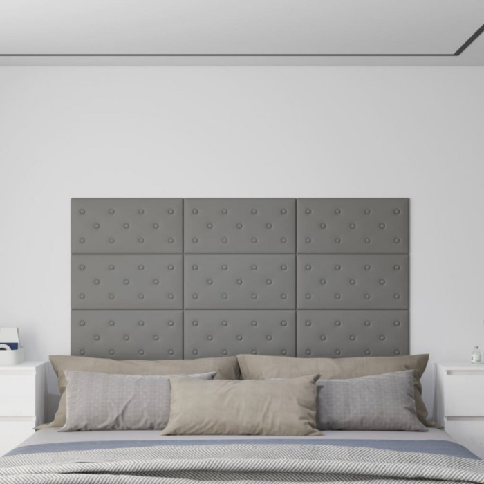 vidaXL Panouri de perete 12 buc. gri 60x30 cm piele ecologică 2,16 m&sup2;