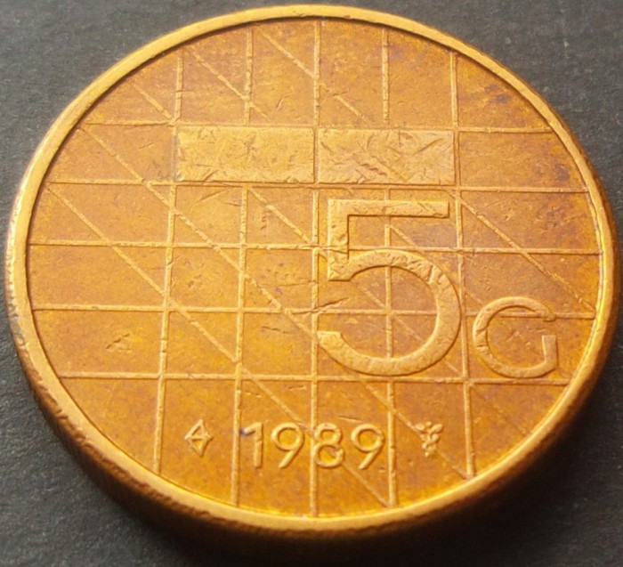 Moneda 5 GULDEN (GULDENI) - OLANDA, anul 1989 * cod 2407 B