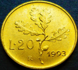 Cumpara ieftin Moneda 20 LIRE - ITALIA, anul 1993 *cod 1222 = UNC, Europa