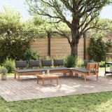 Set de dining vidaXL de 5 piese cu perne din lemn masiv de tec, Set de bănci din grădină vidaXL de 2 piese din lemn masiv de tec