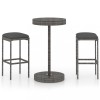 Set mobilier bar de gradina, cu perne, 3 piese, gri, poliratan