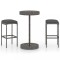 Set mobilier bar de gradina, cu perne, 3 piese, gri, poliratan
