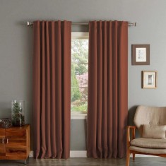 Draperie din catifea cu rejansa transparenta cu ate pentru galerie, Madison, 150x220 cm, densitate 700 g/ml, Spice orange, 1 buc