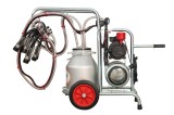 Aparat de muls bovine Melasty cu cadru galvanizat 2 posturi si 1 bidon aluminiu 40 litri, pompa vacuum ulei