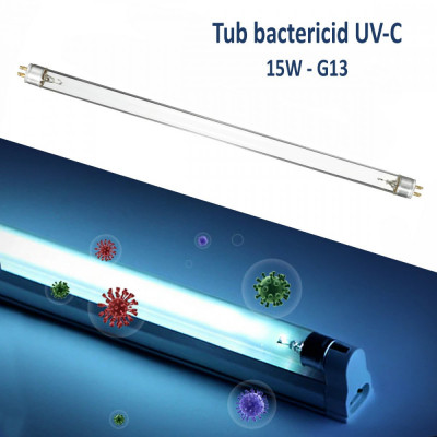 Tub bactericid uvc 15w pentru sterilizare, rezerva lampa bactericida soclu g13, lungime 45.3 cm MultiMark GlobalProd foto