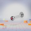 Piercing Ureche Argintiu Labret 1.2x8x2.5mm, Piatra Roz, Otel Chirurgical, Universal