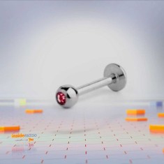 Piercing Ureche Labret - 1.2x8x2.5 - argintiu piatră roz