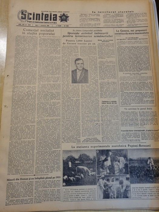 scanteia 1 noiembrie 1955-art.papauti botosani,minerii din doman resita,braila