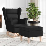 VidaXL Scaun balansoar cu taburet, Negru, material textil