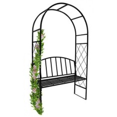 Arcada metalica, pergola, pentru gradina, cu banca, 115x45x208 cm foto