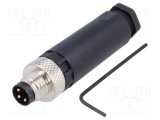 Conector M8 tată PIN 3 BULGIN pe cablu mufă 3A IP67 60V