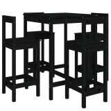 Set mobilier bar de gradina, 5 piese, negru, lemn masiv de pin