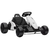 AIYAPLAY 24 V Go-Kart electric pentru copii P&acirc;nă la 18 km/h Gokart cu funcție drift, Drift-Kart cu 2 motoare scaun reglabil Alb | Aosom Romania