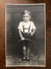Fotografie veche reprezentand un baietel cu cercul, perioada interbelica (2), Alb-Negru, Europa, Portrete