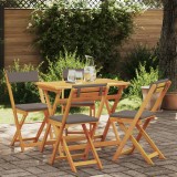 VidaXL Set Bistro Pliabil de 5 Piese cu Perne din Lemn Solid de Acacia