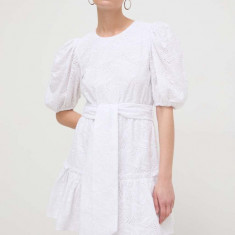 Silvian Heach rochie din bumbac culoarea alb, mini, evazati