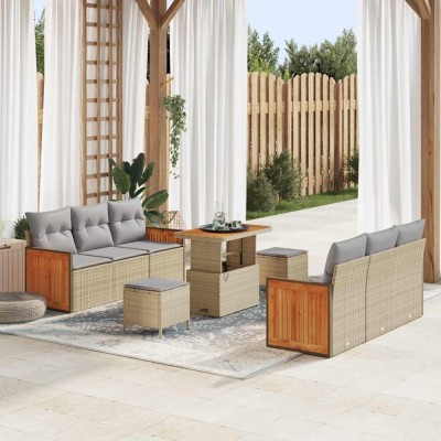 vidaXL Set de canapele pentru grădină Manual 9 pcs bej și gri deschis foto
