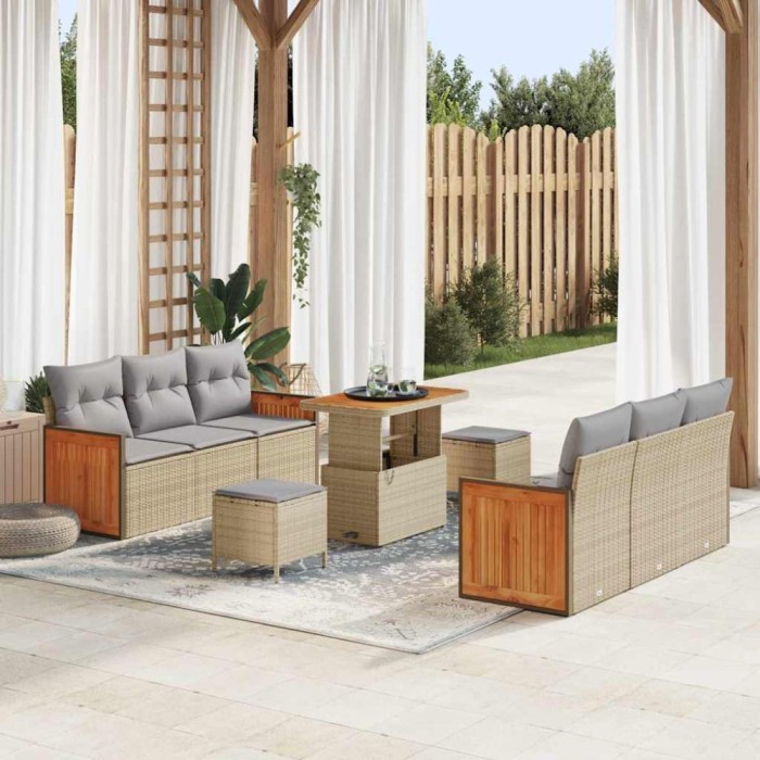 vidaXL Set de canapele pentru grădină Manual 9 pcs bej și gri deschis