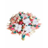 Buchet mare personalizabil din bumbac si flori naturale uscate (Multicolor)