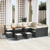 VidaXL Set de canapele pentru grădină 13 pcs Negru Rattan poli