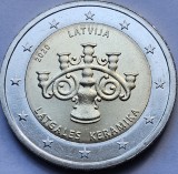Moneda 2 Euro Letonia 2020, Latgalian Ceramics, UNC, KM#208, Euro Letonia Ne流通
