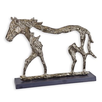 Cal mare -statueta din aluminiu pe un soclu din marmura PI-11 foto