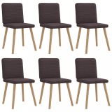 VidaXL Scaune de bucătărie, 6 buc., maro &icirc;nchis, material textil