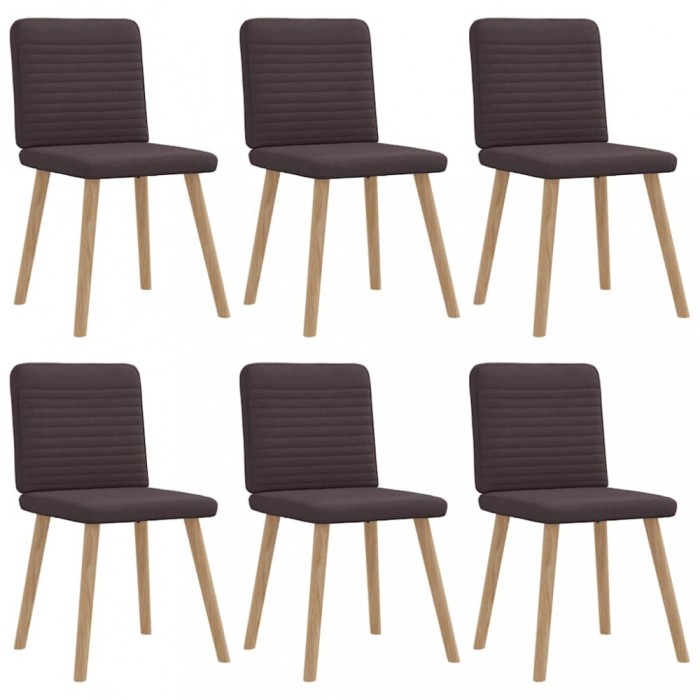 vidaXL Scaune de bucătărie, 6 buc., maro &icirc;nchis, material textil