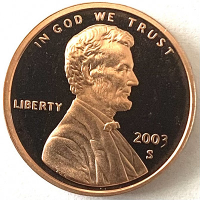 AMERICA 1 CENT 2003 PROOF LITERA S.( Memorialul Lincoln) foto