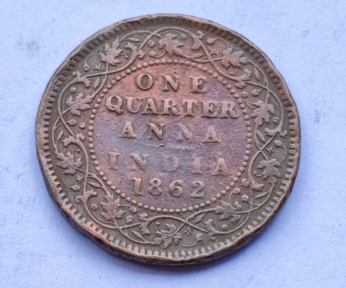 88. Moneda India Britanica 1/4 anna 1862