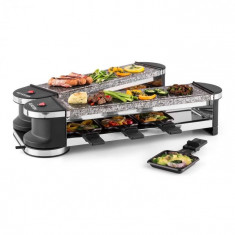 Klarstein Klarstein Tenderloin 50/50 raclette grill 1200W 8 persoane 2 x Piatra naturala gratar tablelor plate foto