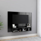 Comodă TV de perete, negru extralucios, 120x23,5x90 cm, PAL, vidaXL