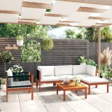 Gossi set mobilier gradina cu perne, crem, 6 piese, lemn masiv acacia