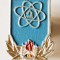 INSIGNA START SPRE VIITOR ALUMINIU VOPSIT 20/13 MM FARA CLASA IMPECABILA PIONIER PIONIERI PIONERESC ( CITITI DESCRIEREA )