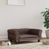 VidaXL Pat de c&acirc;ini, maro, 70x45x30 cm, piele ecologică