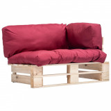 VidaXL Canapea de grădină din paleți cu perne roșii, lemn de pin