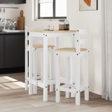 VidaXL Set mobilier de bar, 3 piese, alb, lemn masiv de pin