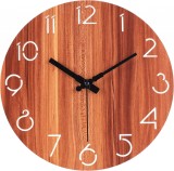 Ceas de perete Derkiewn, MDF/metal, maro/alb/negru, 30 x 30 cm