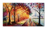 Cumpara ieftin Tablou GIGANT pictat manual dormitor, living - O seara linistita (3) - 120x70cm ulei pe panza in cutit efect 3D, Magistral